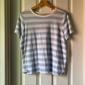 Old Navy Light Blue and White Striped Tee